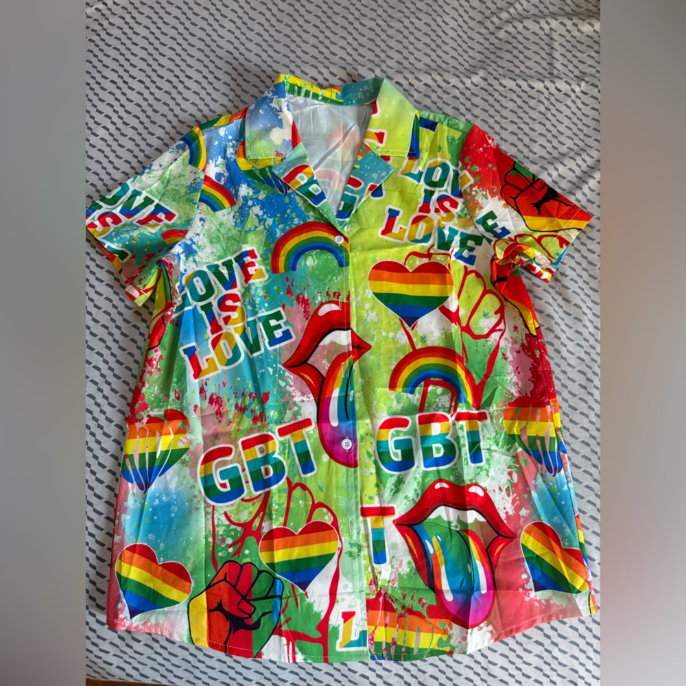 Othr Multicolor Rainbow 'Love Is Love' Button-Down Shirt